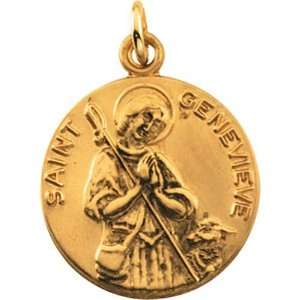  14K Yellow Gold St. Genevieve Medal   18.00mm Jewelry