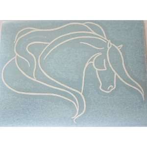  Sm White Baroque or Spanish Horse Window Decal   Right 