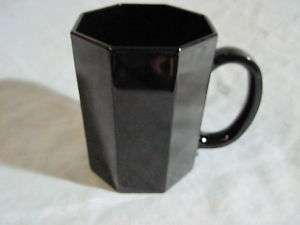 ARCOROC France BLACK OCTAGONAL CUP MUG Coffee Tea Glass  