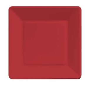 Classic Red Luncheon Plate, Square, Wide Solid (10pks Case)  