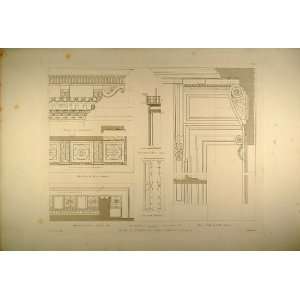  1860 Engraving Palazzo Sacchetti Cornice Architecture 