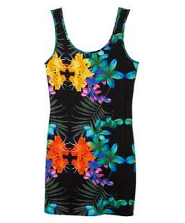 Black Pattern (Black) Teens Multicoloured Floral Bodycon Dress 