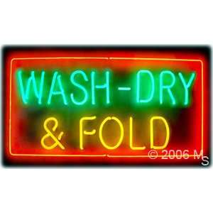 Neon Sign   Wash Dry & Fold   Extra Large 20 x 37  