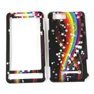  Black Rainbow Road with Musical Note Rubber Texture Motorola Droid 