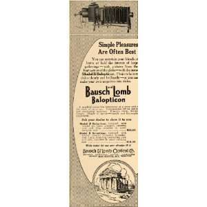  1912 Ad Bausch & Lomb Optical Co. Balopticon Camera 