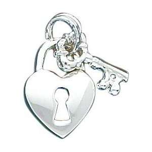  Sterling Silver Heart & Key Charm Jewelry