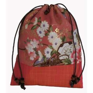  Mala Bag   Japanese Silk Prints   Peach Floral Print