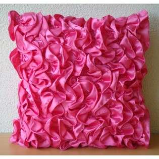   Throw Pillow Covers   Satin Pillow Cover with Satin Ruffles at 