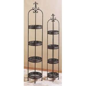 Antique Gothic Style Metal ROUND SHELF in Set of 2