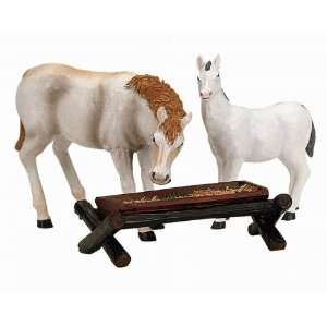 Lemax Christmas Village Collection Horses at Trough 3 Piece Figurine 