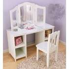anne oak finish vanity table mirror and stool bench set