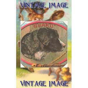   75 inch x 2 inch (7.5 x 5cm) Acrylic Keyring Dogs Guard Vintage Image