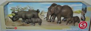 Schleich 41249 Wild Life Set Scenery Pack 2 Nashörner & 2 Elefanten 