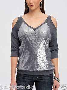 NWT $79 GUESS Stargaze Sequins Knit Sweater Shirt/Top Sz S  
