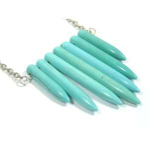 Turquoise Spike Necklace Tribal Crystal Mystic Howlite Shard Druzy 