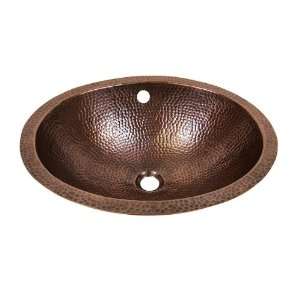  Hand Hammered Copper Oval Undermount Lavatory Sink