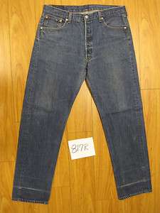 levis 501 button fly vintage blue USA jeans 38x36 817R  