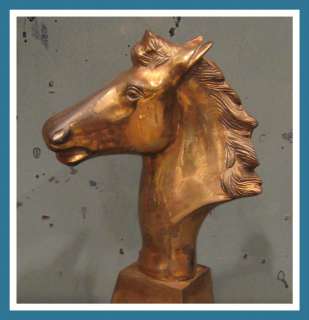 Vintage Brass Cowboy Western Horse Head Sculpture Bust  