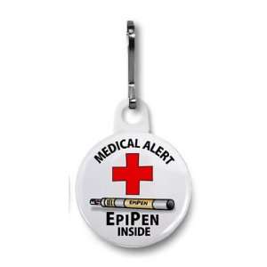  EPIPEN INSIDE Medical Alert White 1 inch Zipper Pull Charm 