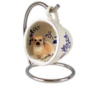  Tibetan Spaniel Blue Tea Cup Dog Ornament