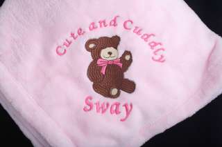 Personalized Monogrammed Baby Soft Blanket Girl or Boy 6 Colors to 