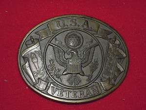 USA Veteran Military Brass Belt Buckle  