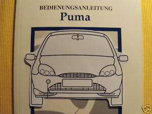 Ford Puma Bedienungsanleitung   Betriebsanleitung alle Modelle 1996 