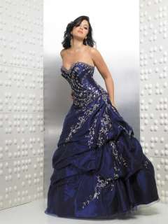 Blue taffeta Prom Gown evening Dress size 8 10 12 14 16  