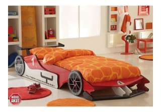 1x Kinderbett F1  TEAM   Modell 20310011 Farbe Rot und Weiß Dekor 