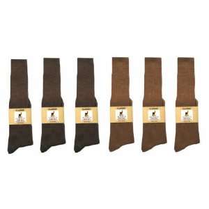  ALPACA CLASSIC SOCKS   6 PACK   LARGE   BROWN & CAMELL 