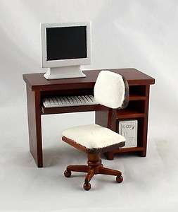 Dollhouse Miniature Mahogany Computer Desk Unit  