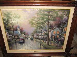   Kinkade Painting Hometown Morning S/N Canvas Limited Edition #71/3950