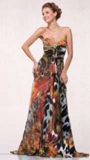   10832G Printed Satin Sweetheart Strapless Pageant Prom Dress Clothing
