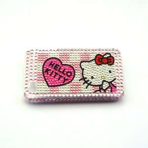  Hello Kitty pink with sivler Rhinestone Bling Crystal back 