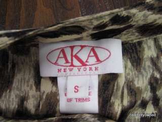 Aka Leopard Print Short Sleeve 1/2 Gold Button Dress S  