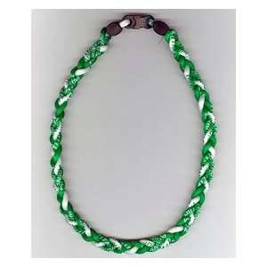   Ionic Braided Necklace   Green/White 