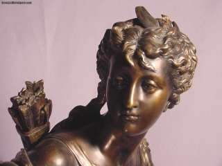 Antique Bronze Sculpture of Diana By Moreau  