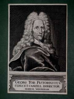 Georg Tobias Pistorius Histonus PORTRAIT ca 1720  