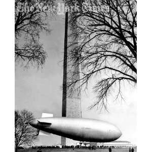  Army Airship at Washington Monument   1932