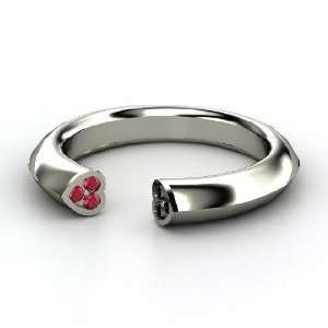   Hearts Ring, Sterling Silver Ring with Black Diamond & Ruby Jewelry