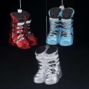 Club Pack of 12 Noble Gems Blown Glass Winter Ski Boot 