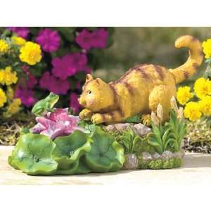  Outdoor Water Fountain ~ Kitten with Frog ~ NEW in Box 