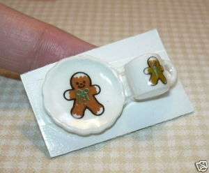 Christmas Gingerbread Boy Plate/Cup DOLLHOUSE Miniature  