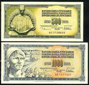 YUGOSLAVIA PAIR 500, 1000 DINARA 1978 P91a, 92c UNC  