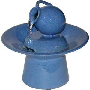   Fountains ~ Blue Ceramic Tea Pot Tabletop Water Fountain Home