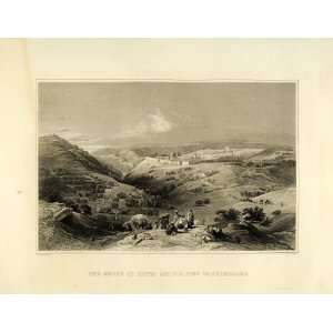  1849 Copper Engraving Mount Olives Olivet Jerusalem Israel 