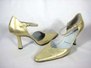 CYNTHIA ROWLEY Gold Strappy Pumps Heels Shoes Size 5B 5  