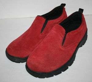 Lands End Brick Red Suede Leather Shoes Mens size 9 H M Moc Loafer 