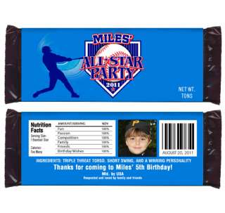 BASEBALL Personalized Party Favors CANDY WRAPPERS  