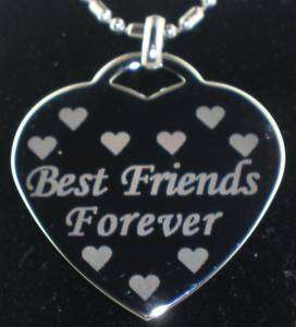 BEST FRIENDS FOREVER Heart Dog Tag Pendant Necklace  